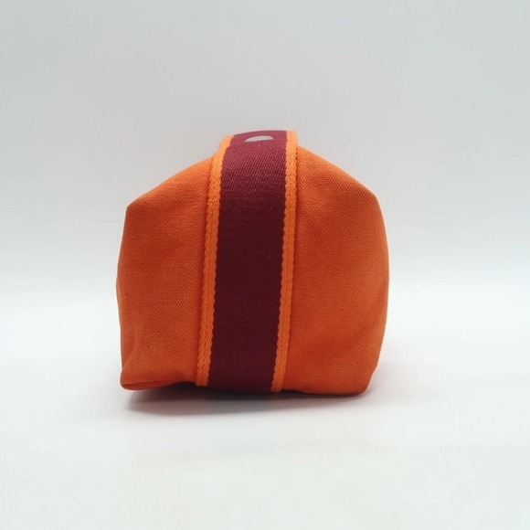 Hermes Orange Canvas Pouch with Red Embroidery - Picture 2 of 13
